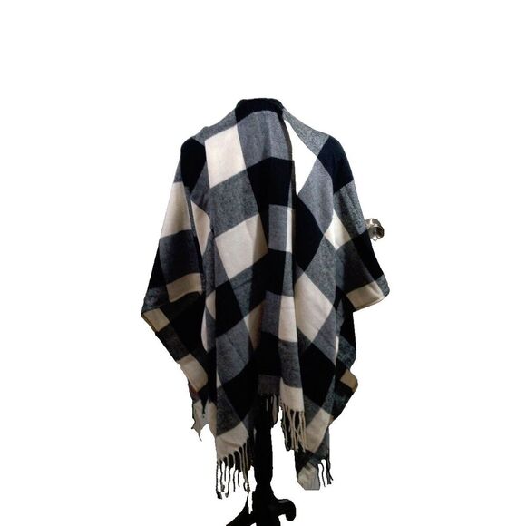 Game Day Womens Shawl Wrap With Fringe Black Plaid Clemson University Football - Picture 4 of 7